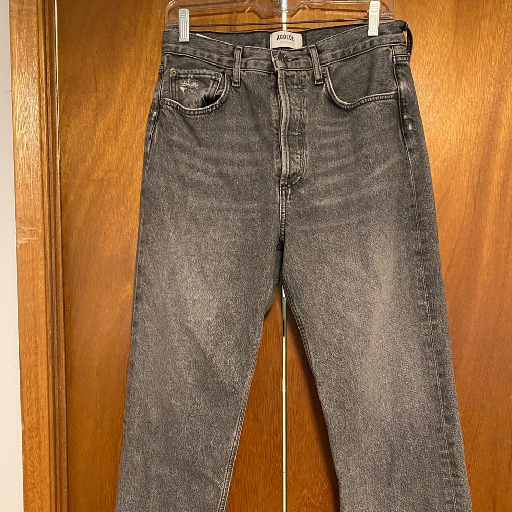 Agolde 90’s cropped mid rise straight in brushed grey size 27